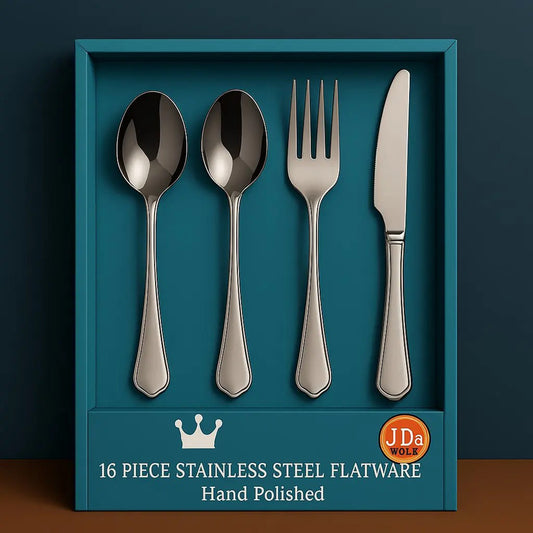16-Piece Luxury Silverware Set – Stainless Steel Flatware for 4