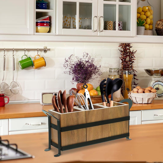 Country Style Wooden Silverware Storage Box